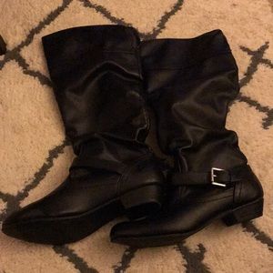 Black over calf boot